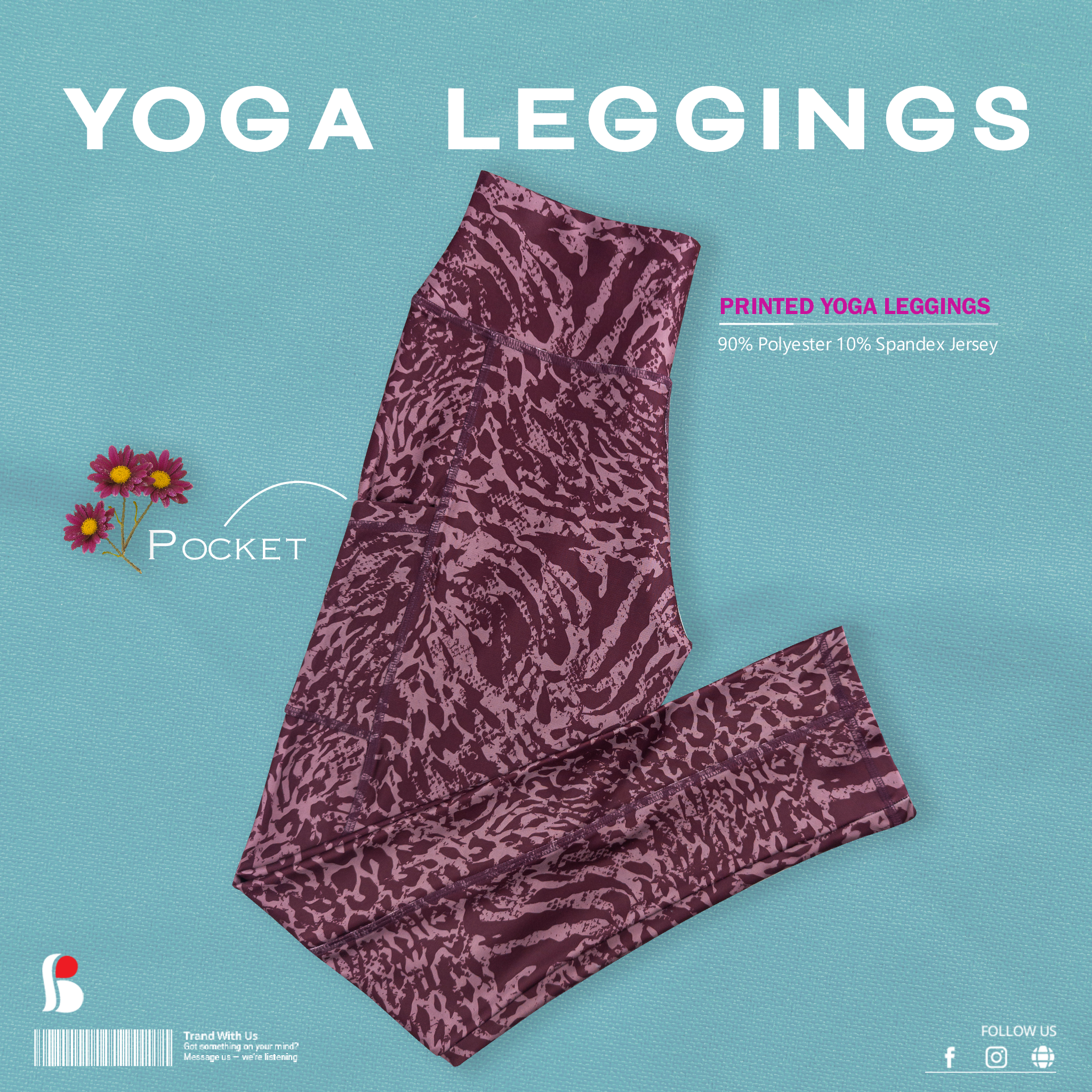 Ladies Yoga Leggings with pocket (Printed)-L335