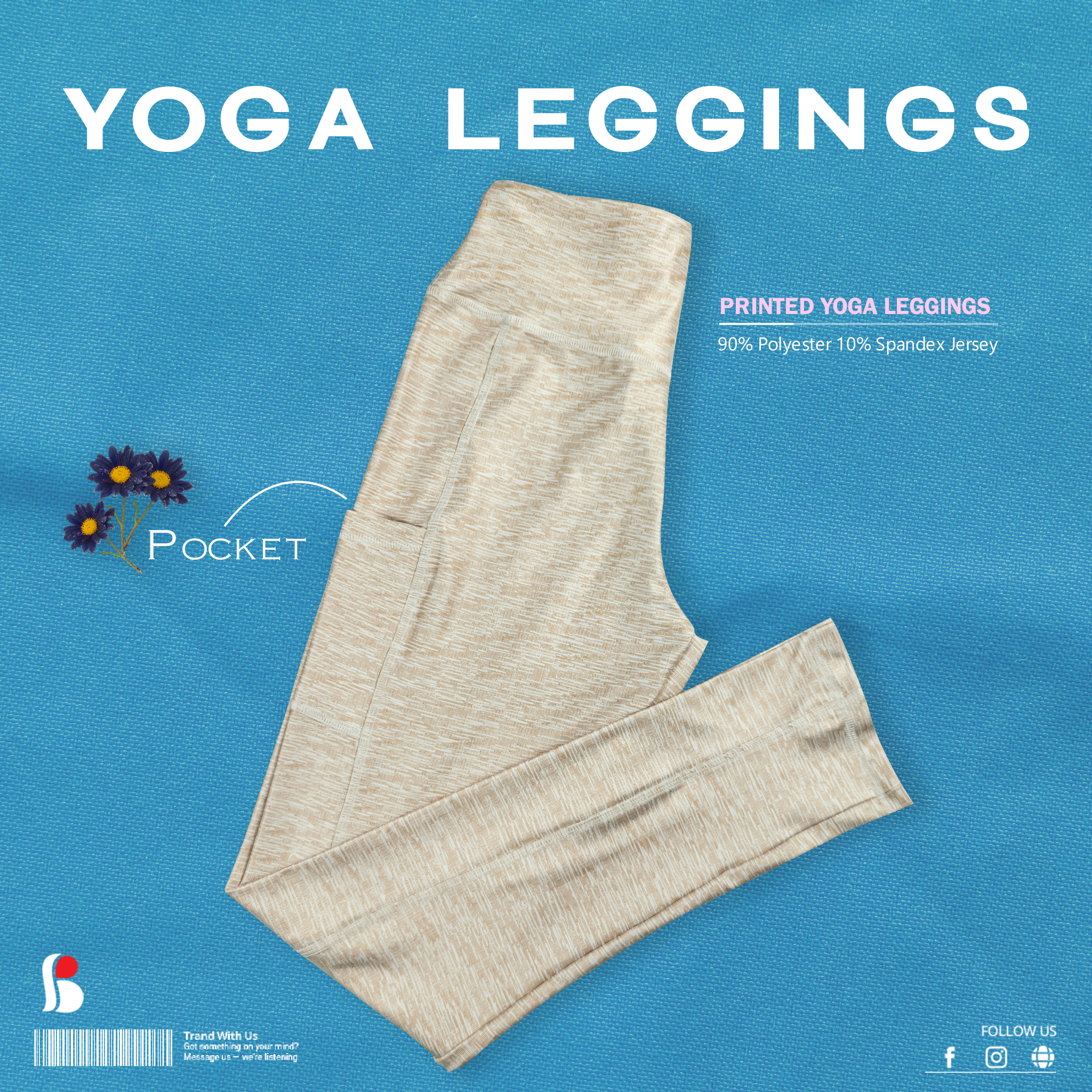 Ladies Yoga Leggings with pocket (Printed)-L336
