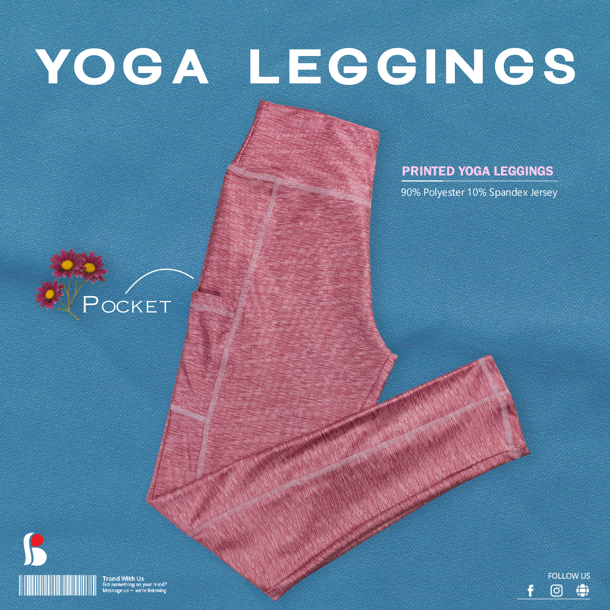 Ladies Yoga Leggings with pocket (Printed)-L337