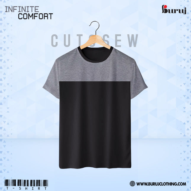 Men’s Short Sleeve T-Shirt (cut & sew) (Black & Grey) - Buruj