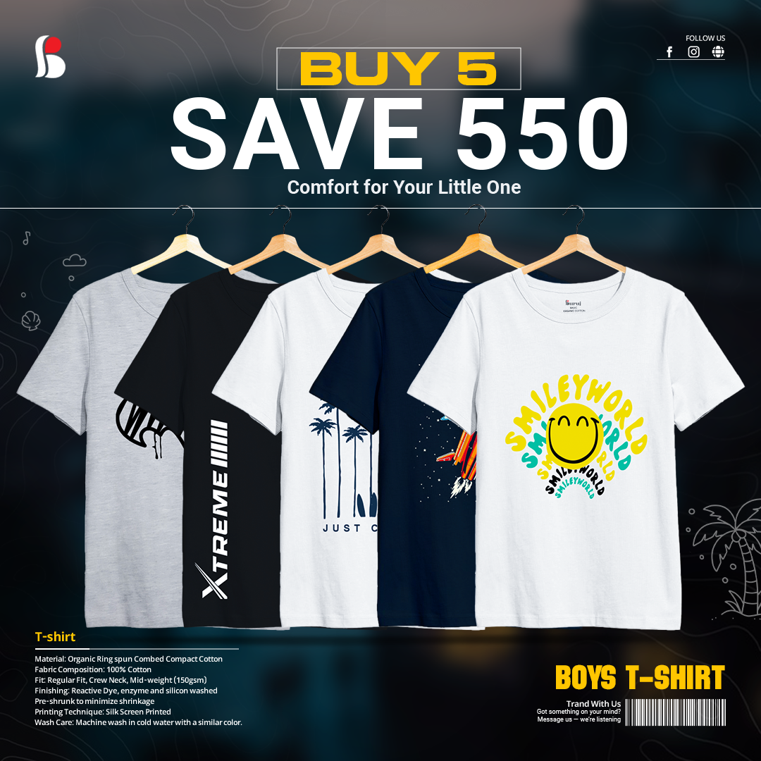 Boys Printed T-Shirt Combo - 5pc