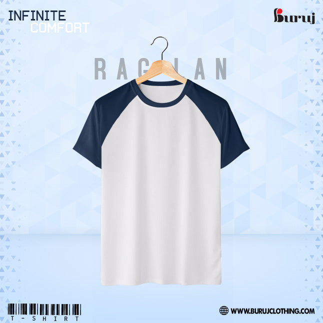 Buruj Men's (Raglan) T-Shirt (White & Navy) - Buruj