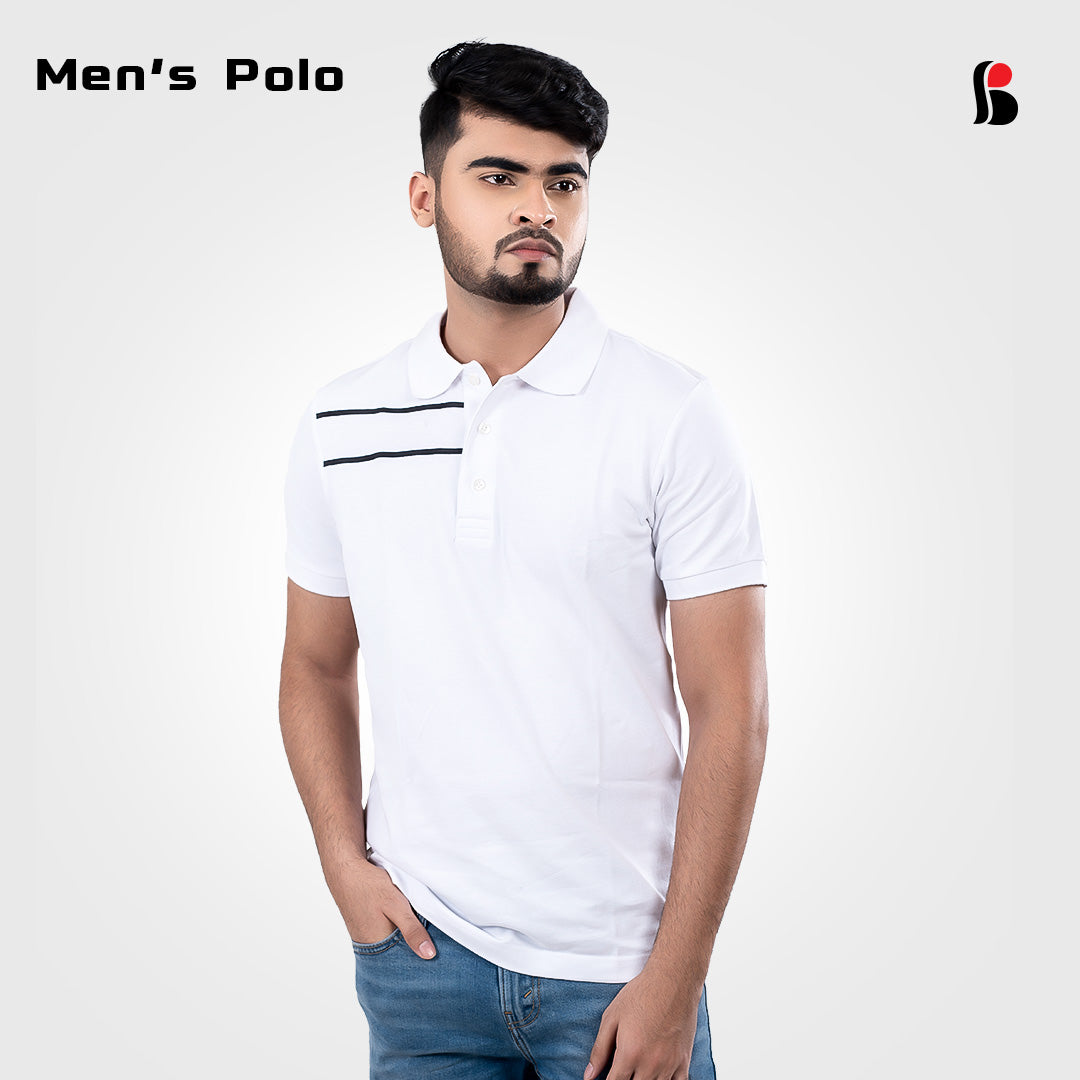 Men's Sporty Elegant PK Polo-Shirt (White S2)