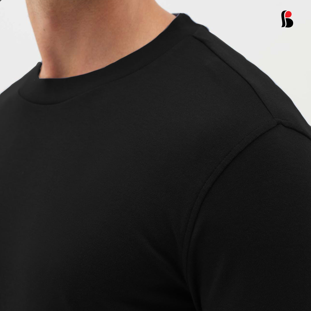 Men's LongSleeve T-Shirt (Black) with cuff MLT-431