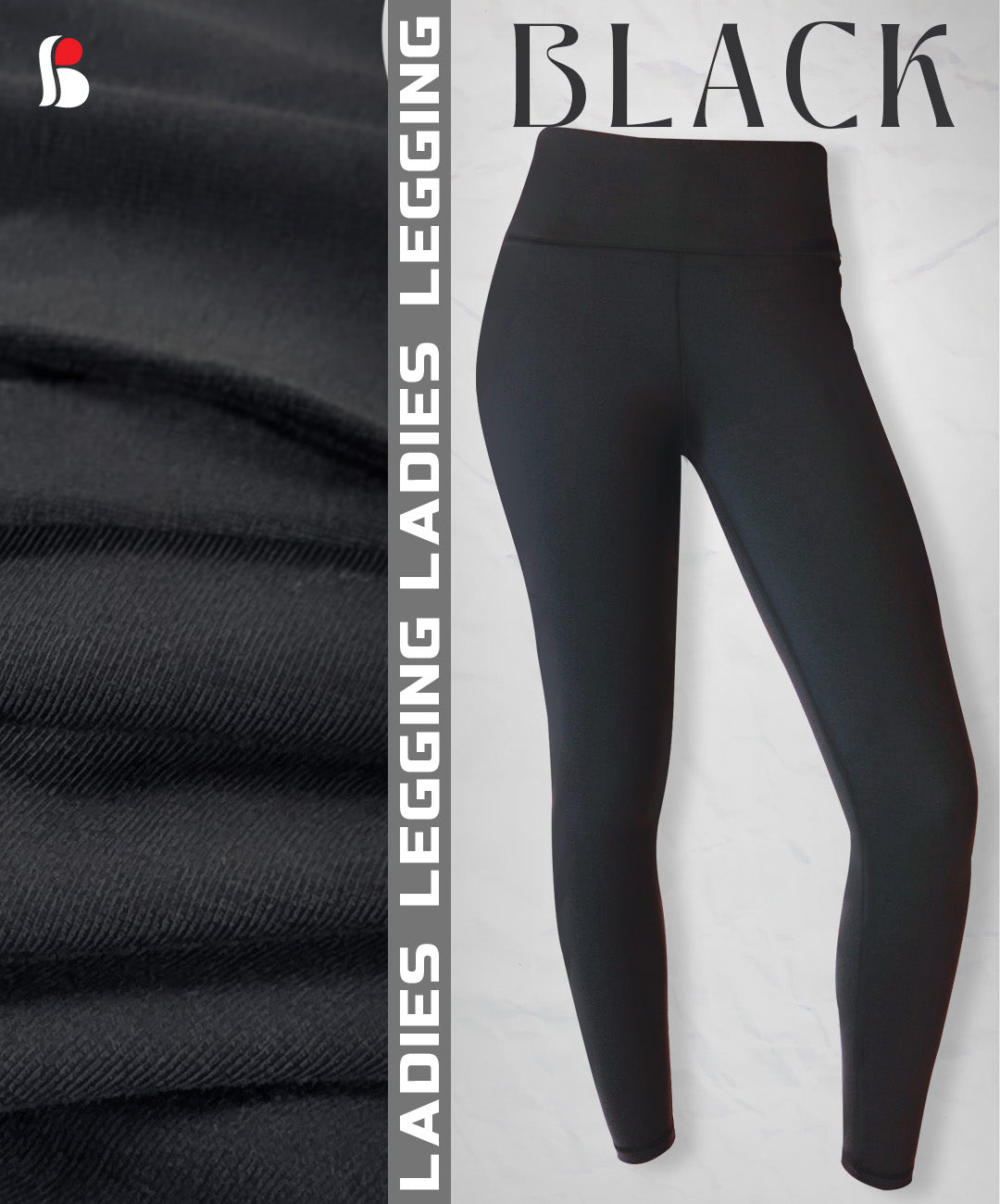 Ladies High Quality Leggings (Black) - Buruj