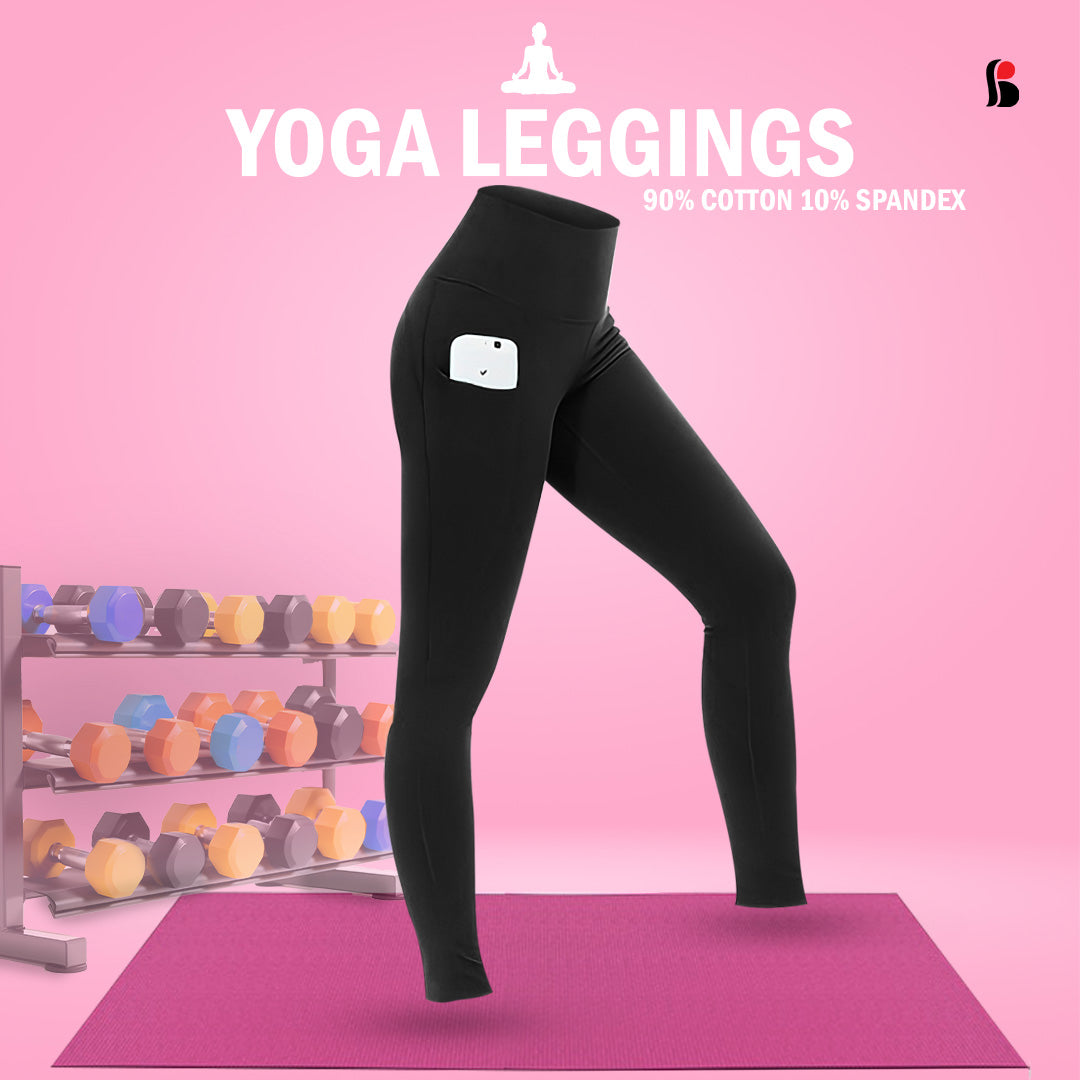 Ladies Yoga Leggings with pocket (Black) -L326