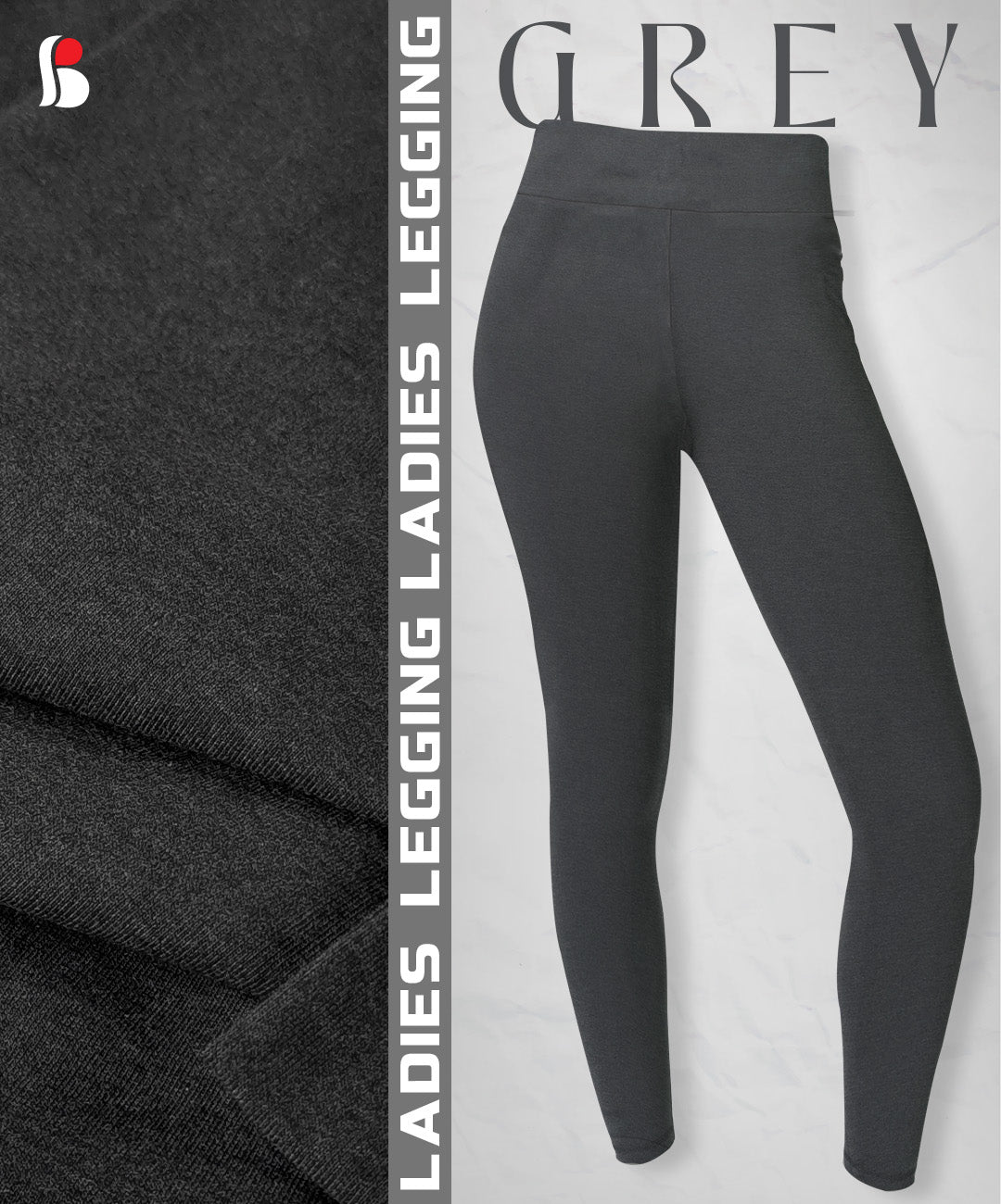 Ladies High Quality Leggings (Grey) - Buruj