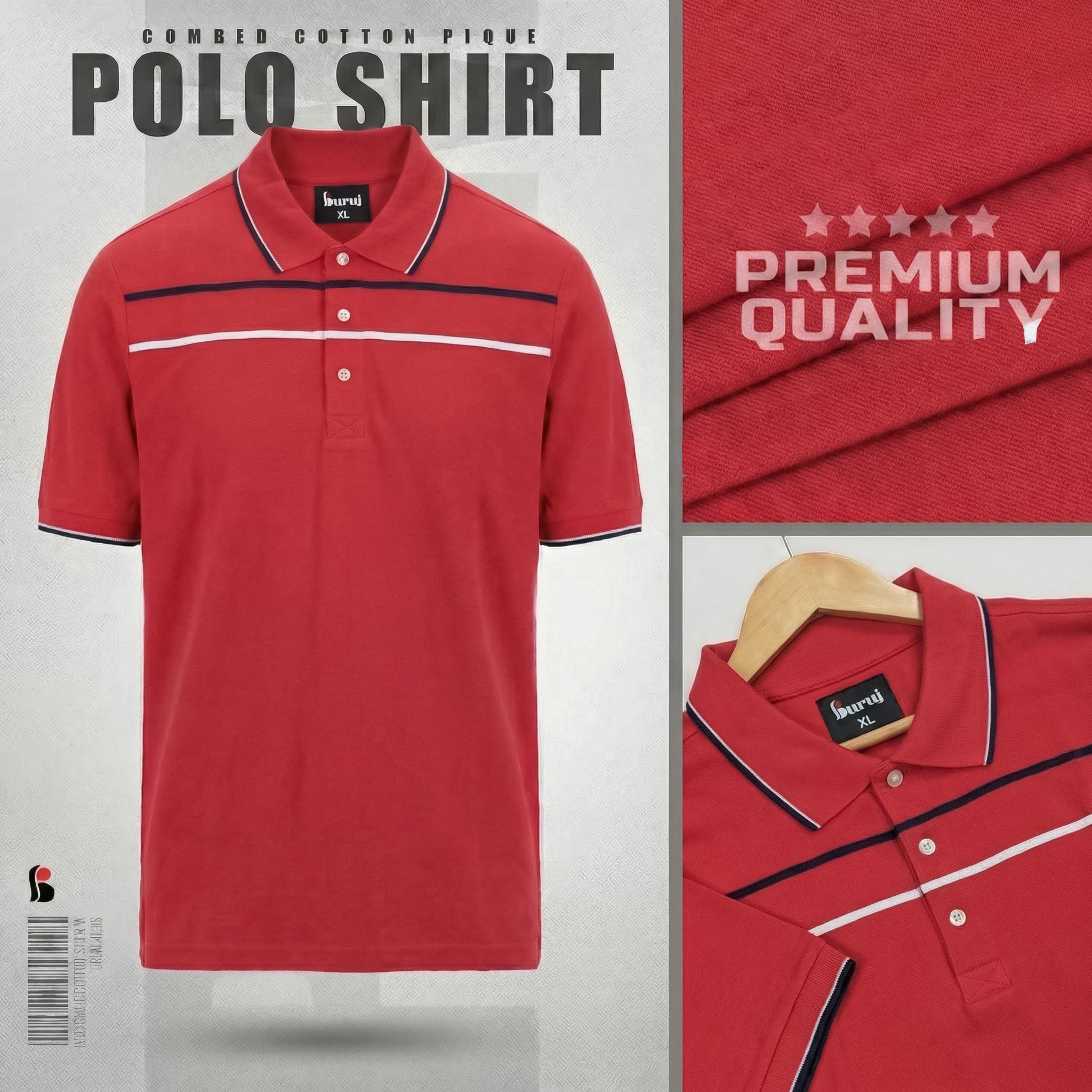 Men's Sporty Elegant PK Polo-Shirt (Red S2)