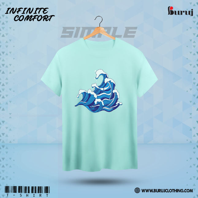 Buruj Men's Printed T-Shirt (Cyan)