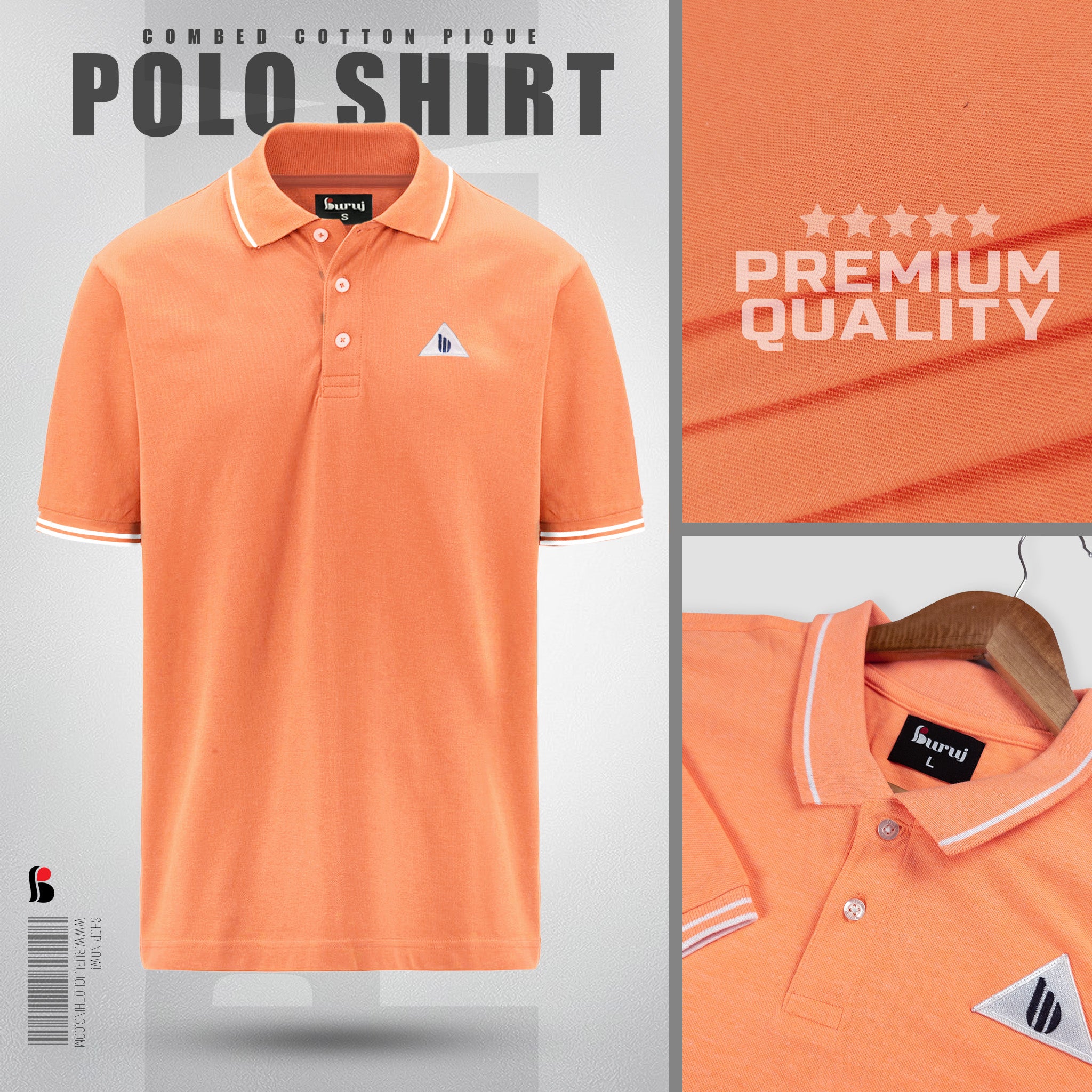 Men's Sporty Elegant PK Polo-Shirt (Orange)