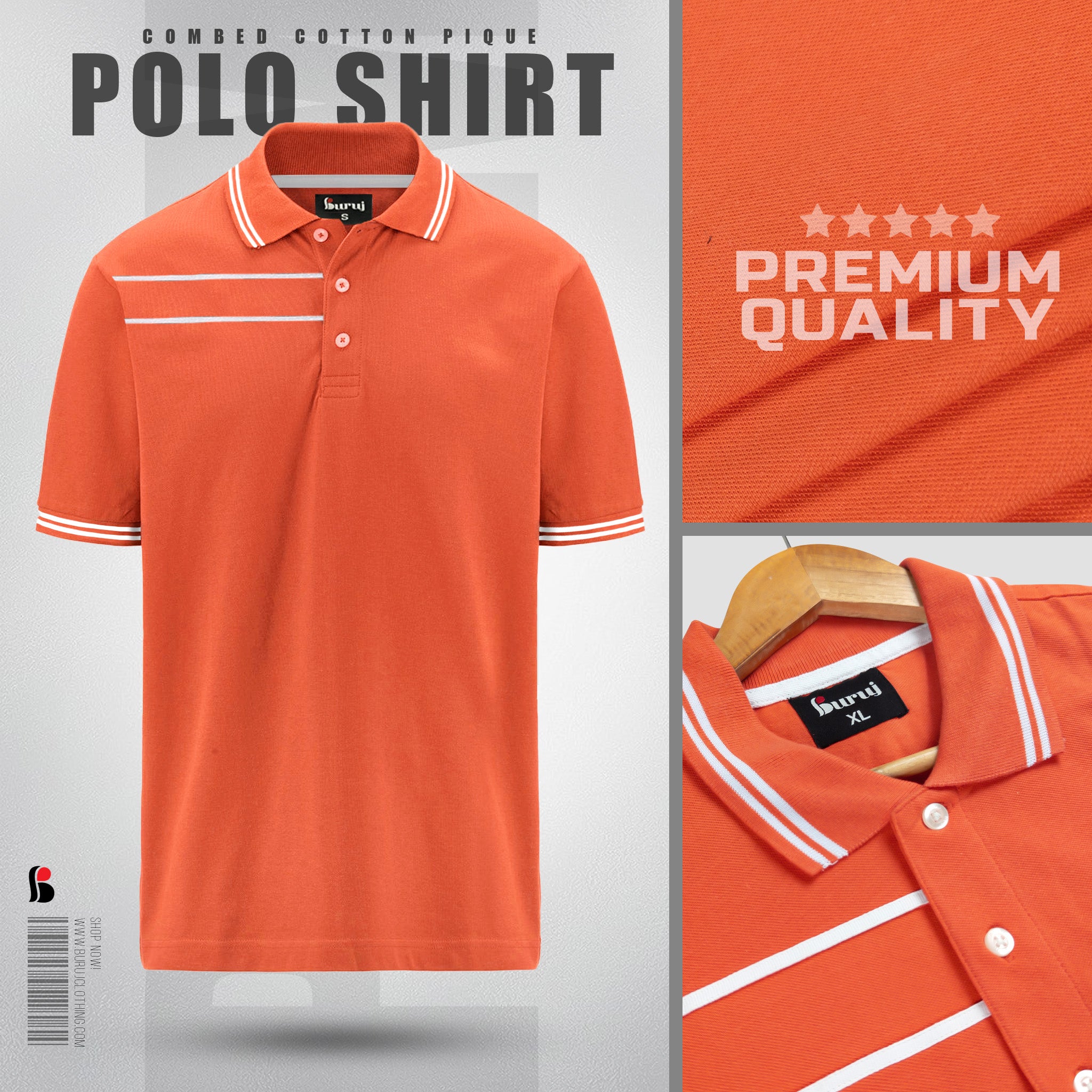 Men's Sporty Elegant PK Polo-Shirt (Orange S2)