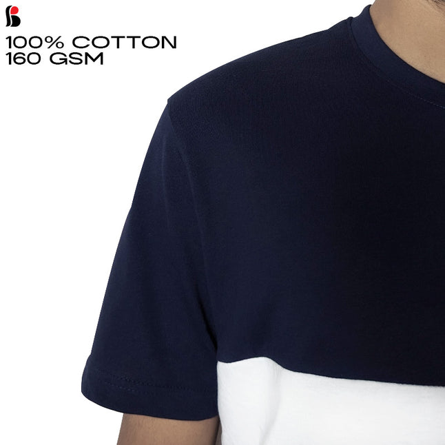Men’s Short Sleeve T-Shirt (cut & sew) (White & Navy) - Buruj