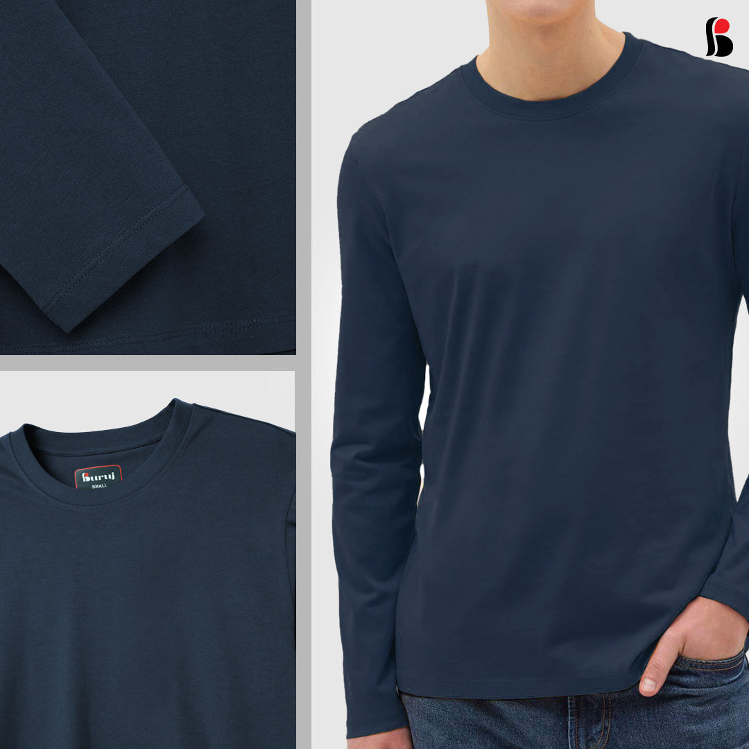 Men's LongSleeve T-Shirt (Light Navy) MLT-340