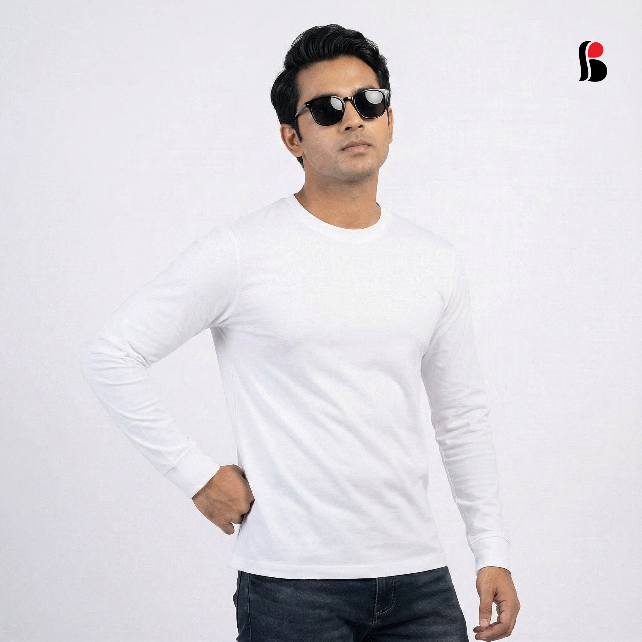 Men's LongSleeve T-Shirt (White) with cuff MLT-433