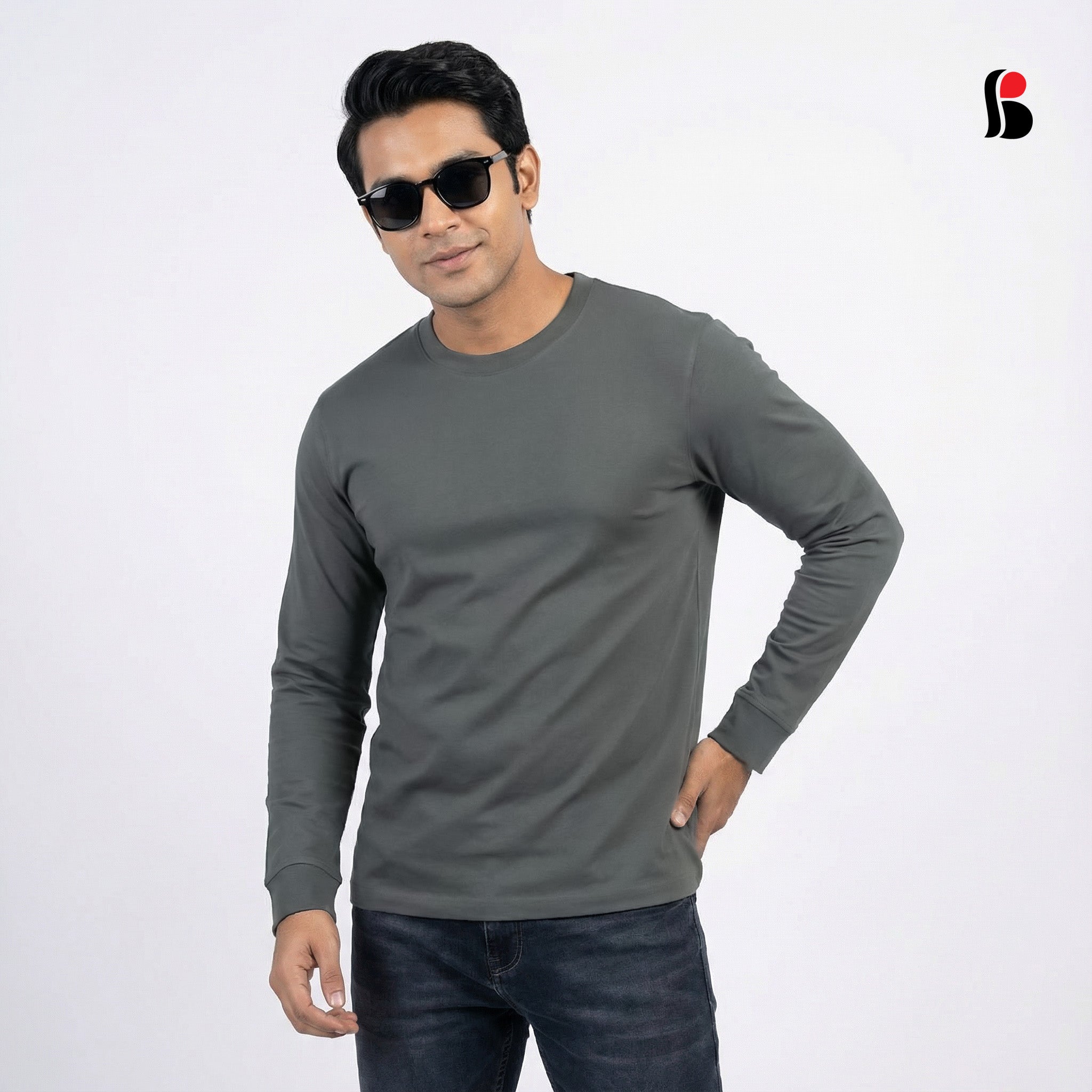 Men's LongSleeve T-Shirt (Light Coffee) with cuff MLT-437