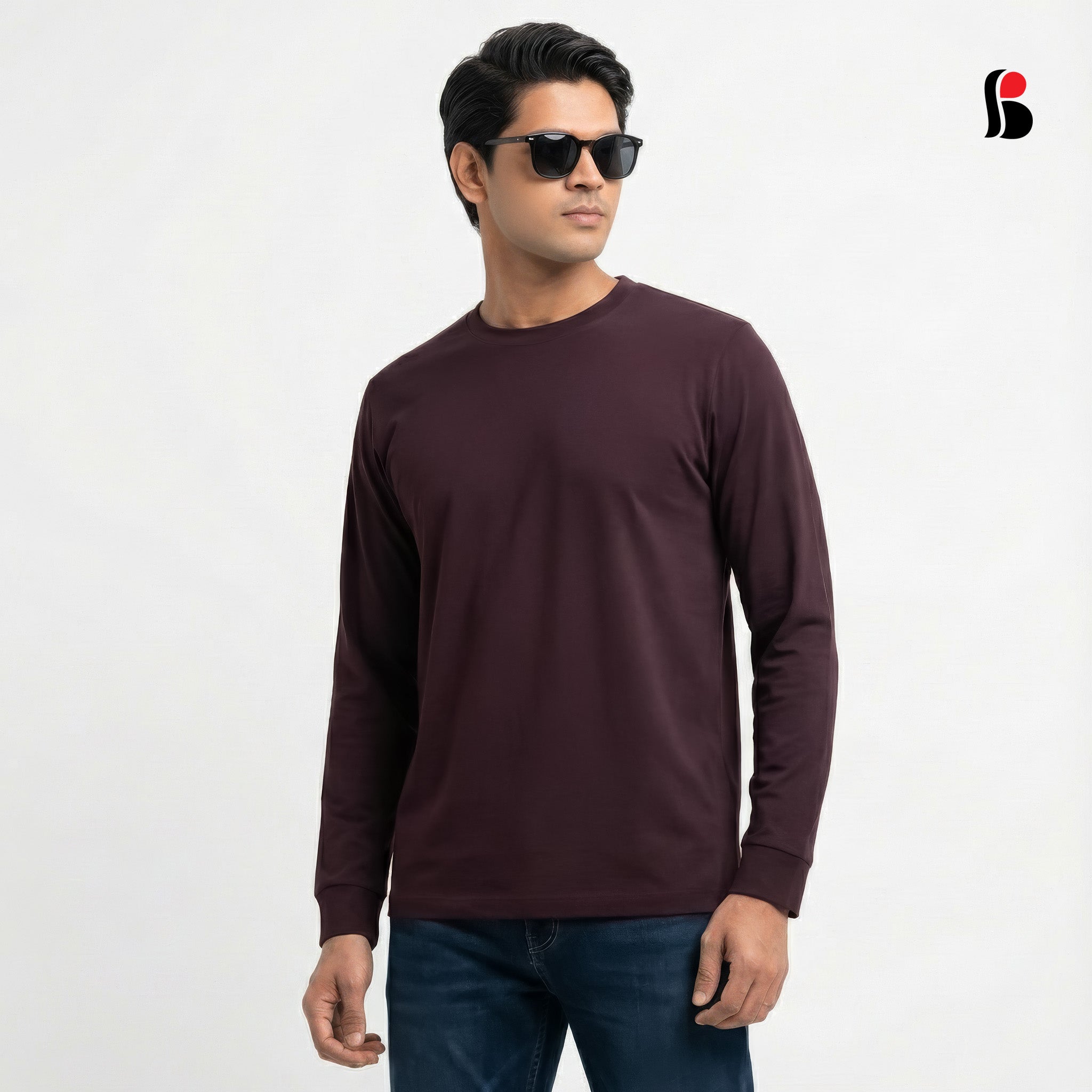 Men's LongSleeve T-Shirt (Maroon) with cuff MLT-432