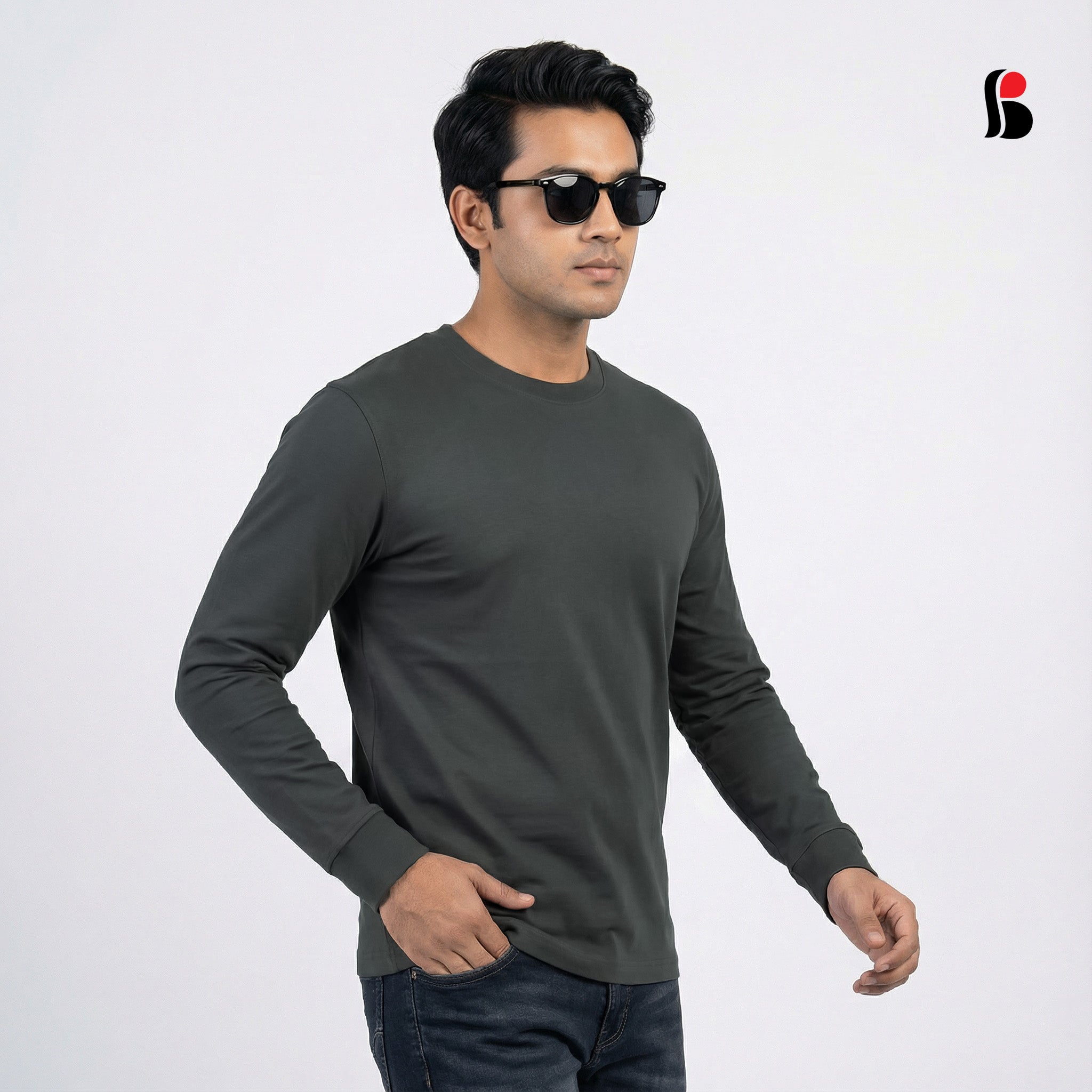 Men's LongSleeve T-Shirt (Coffee) with cuff MLT-438