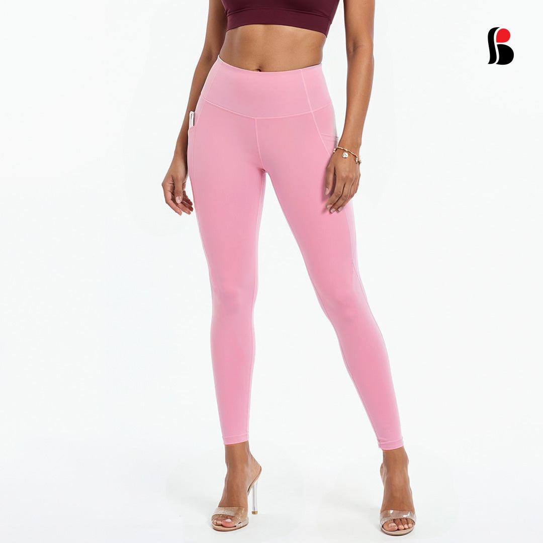 Ladies Yoga Leggings with pocket (Pink)-L323