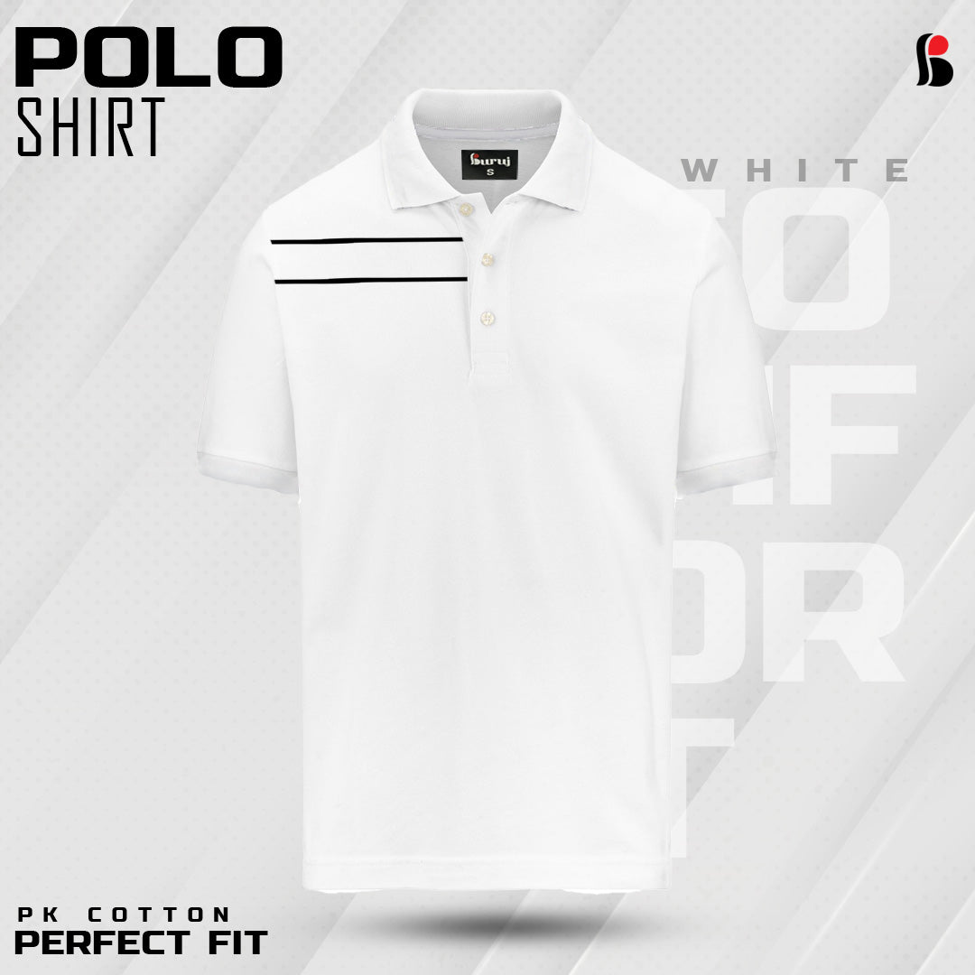 Men's Sporty Elegant PK Polo-Shirt (White S2)