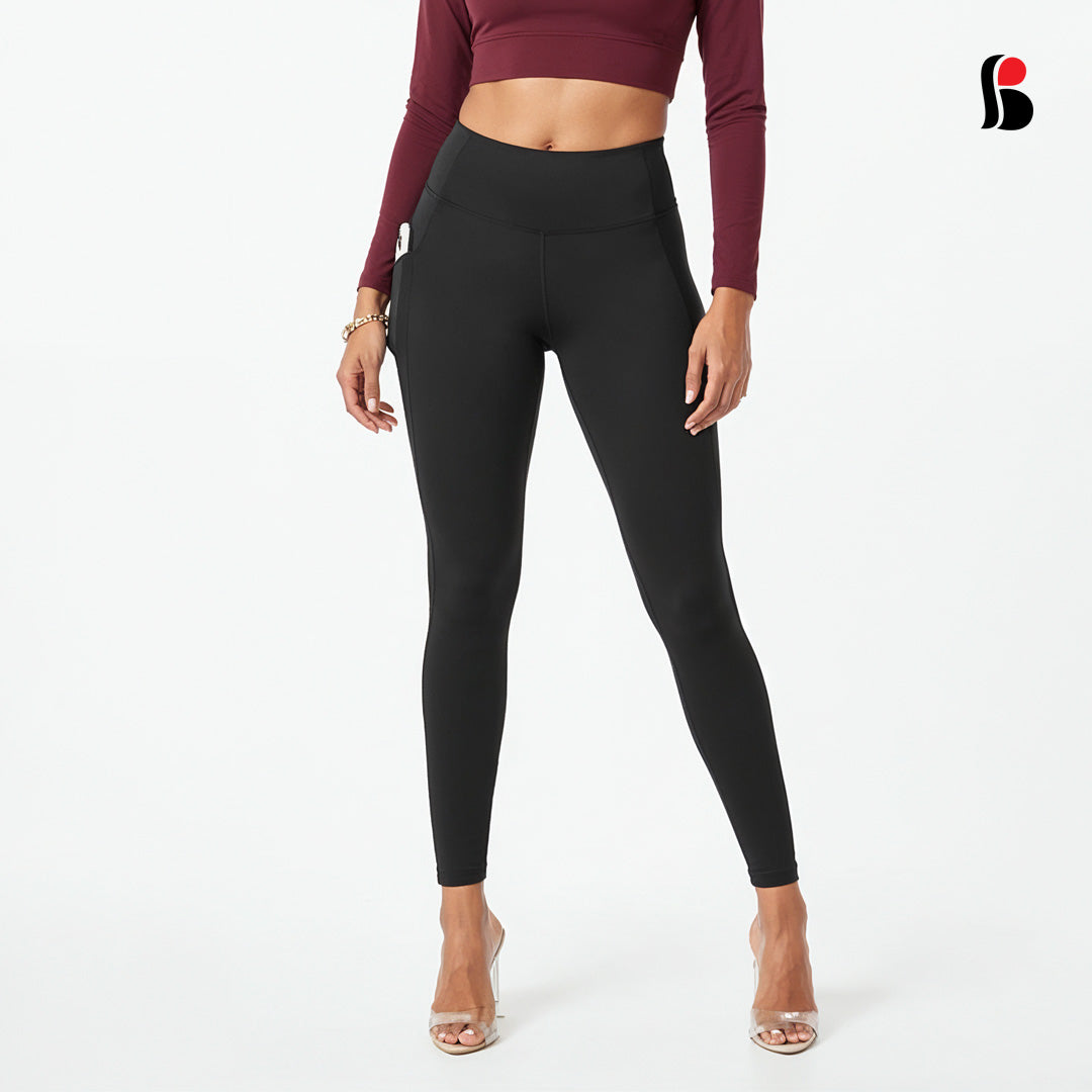 Ladies Yoga Leggings with pocket (Black) -L326