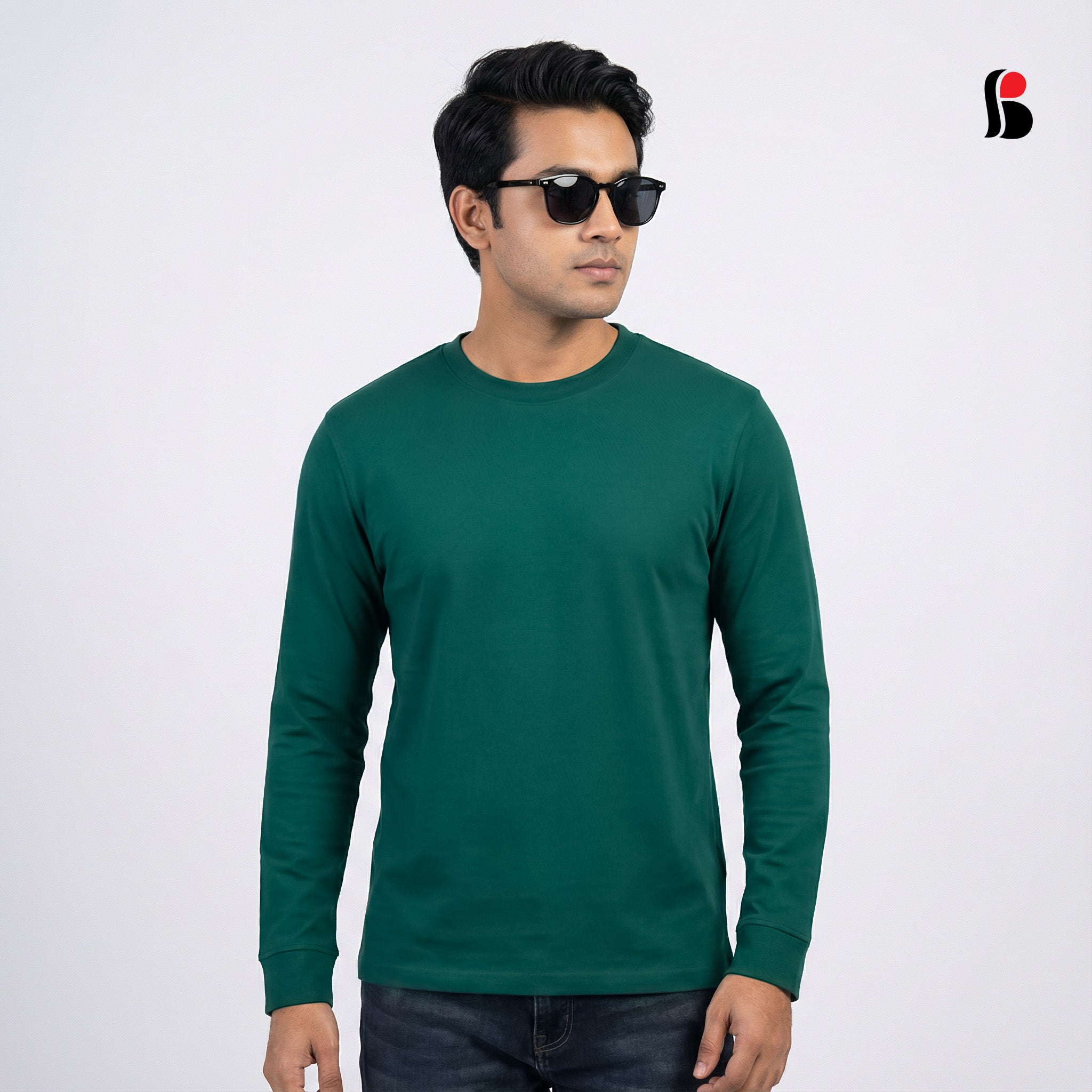Men's LongSleeve T-Shirt (Green) with cuff MLT-436