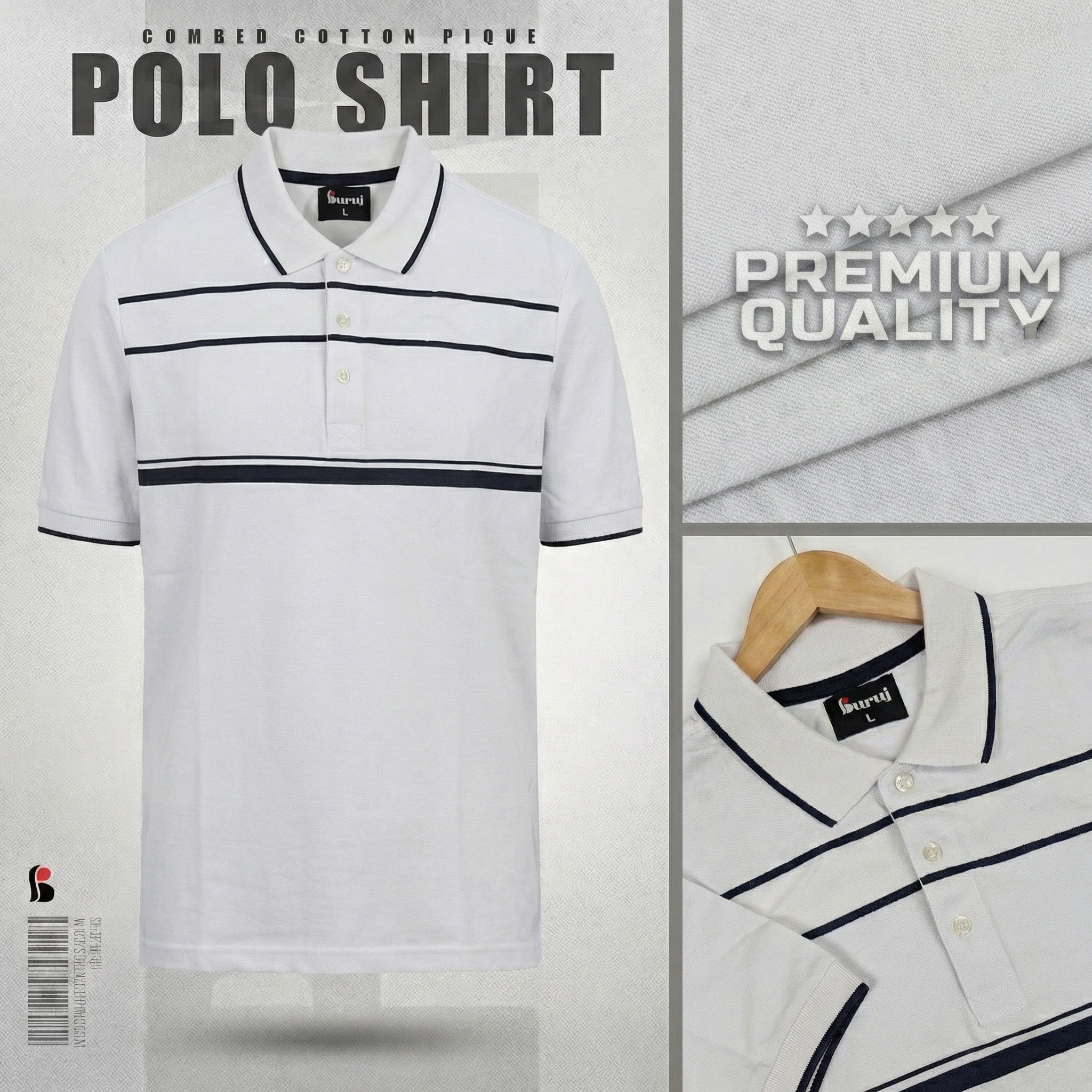Men's Sporty Elegant PK Polo-Shirt (White S3)