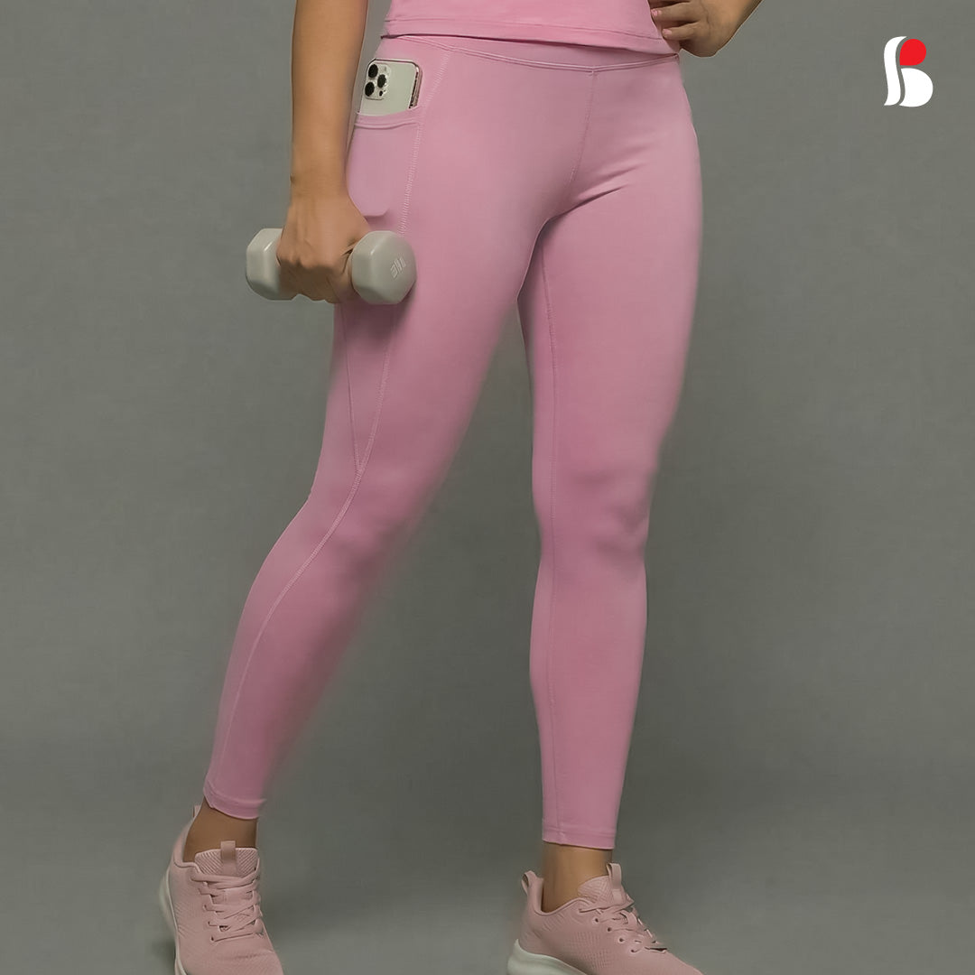 Ladies Yoga Leggings with pocket (Pink)-L323