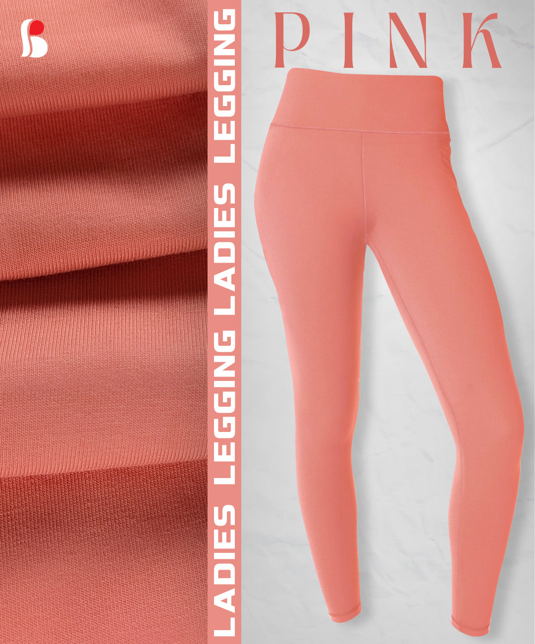 Ladies High Quality Leggings (Pink) - Buruj