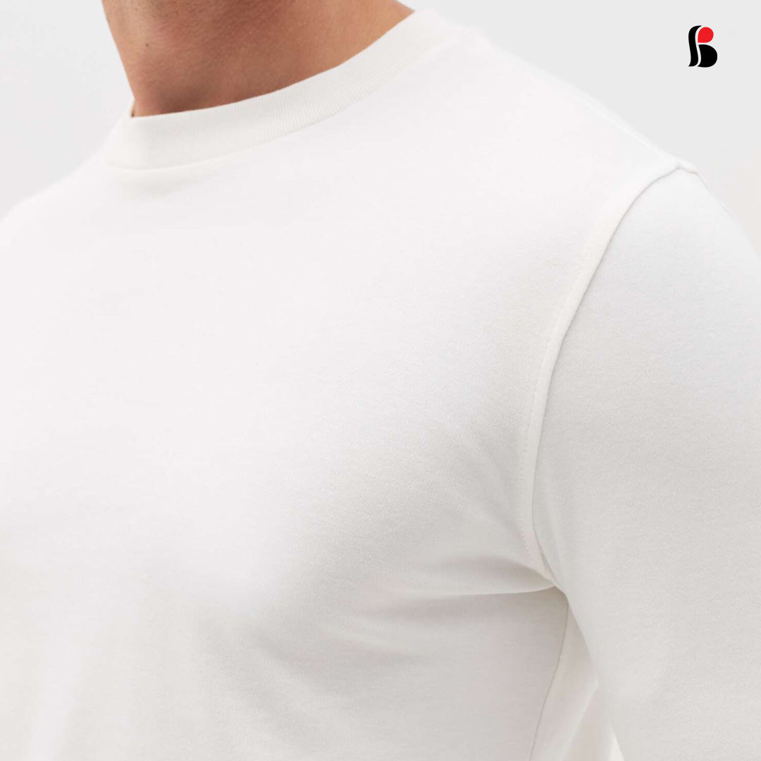 Men's LongSleeve T-Shirt (White) with cuff MLT-433
